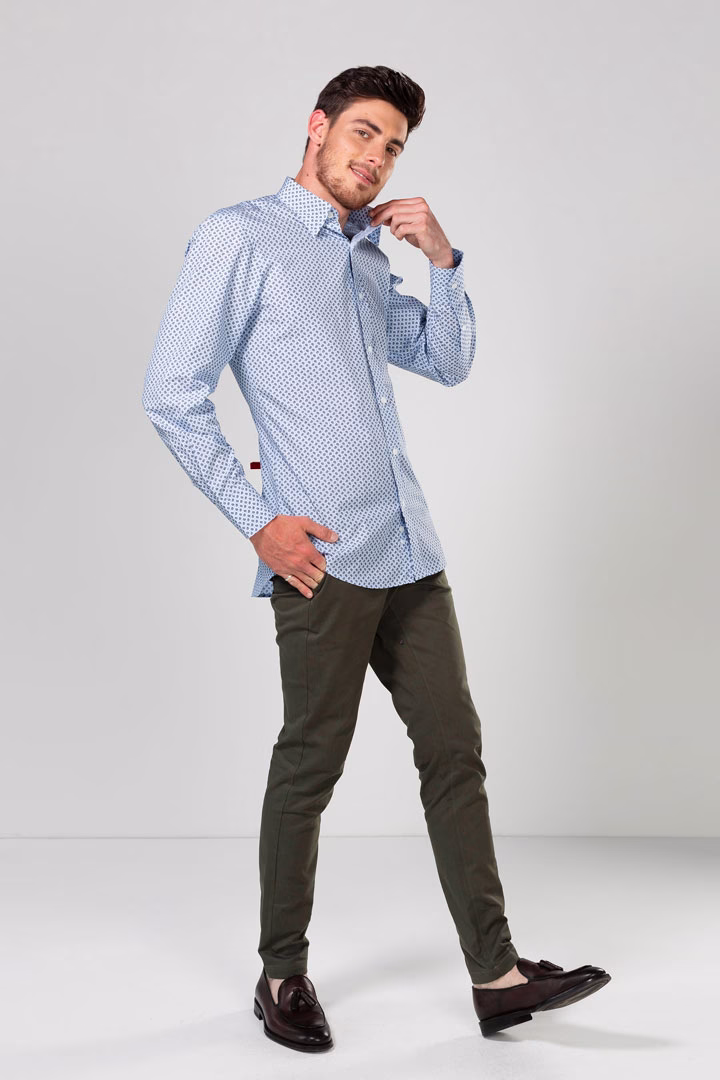 Camisa Algodón Bandades Celeste - Image 3