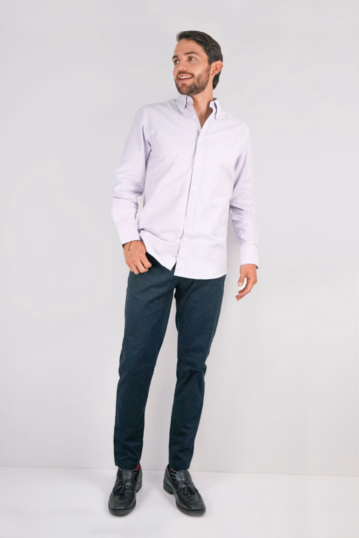 Camisa Oxford Bolsillo Lila - Image 3
